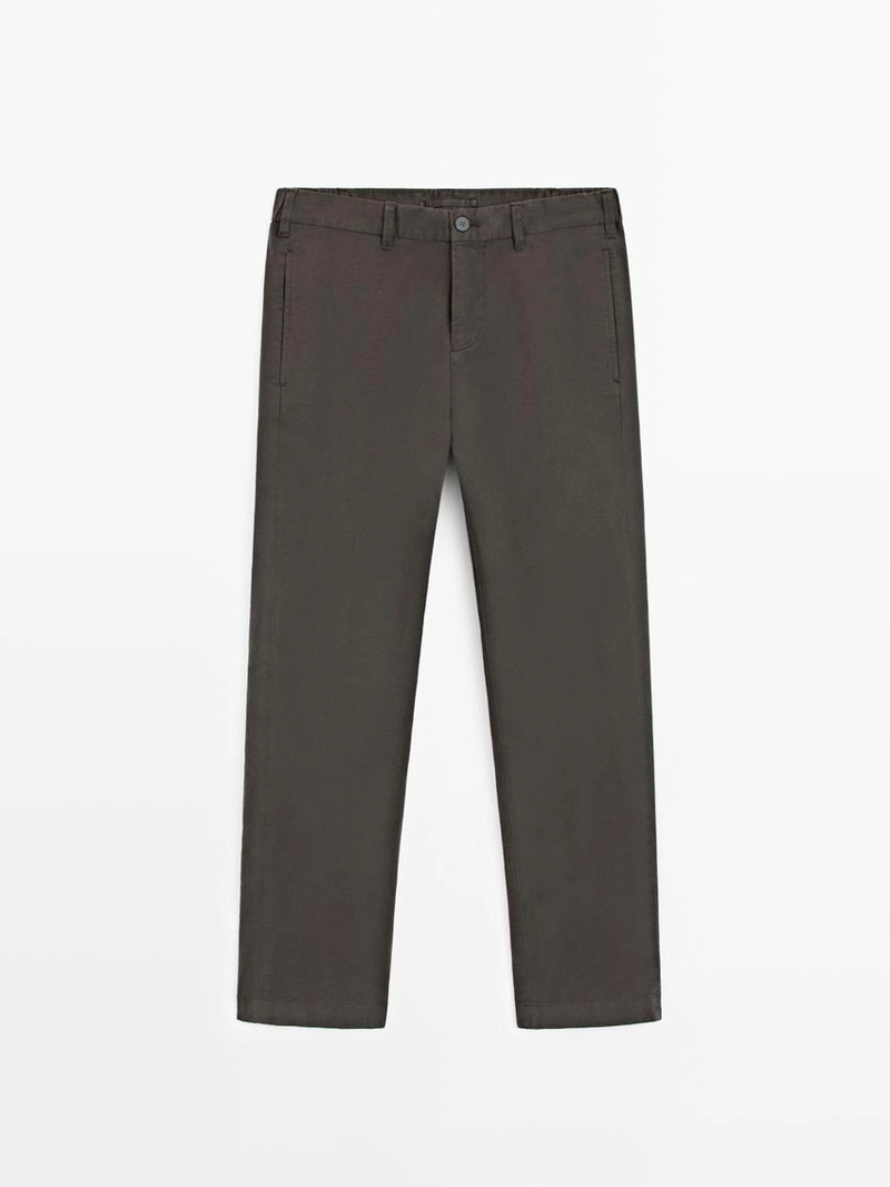 Брюки slim fit из хлопкового смесового материала