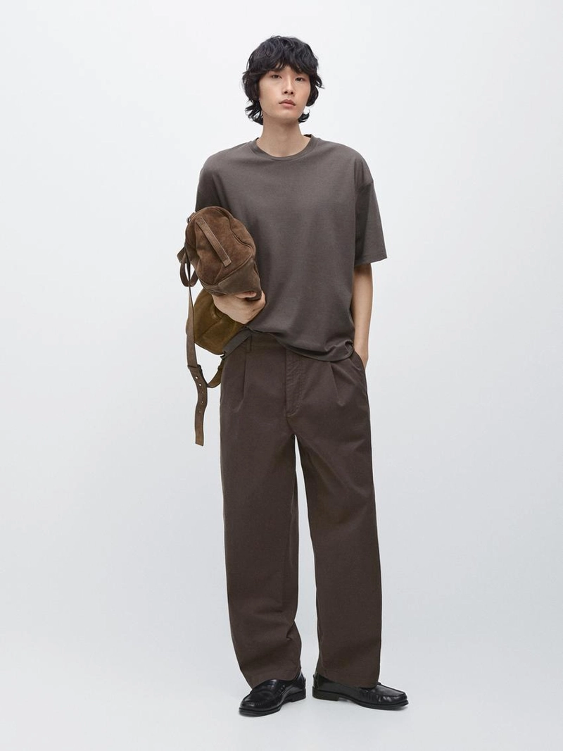 Хлопковые брюки в стиле barrel fit из смесовой ткани