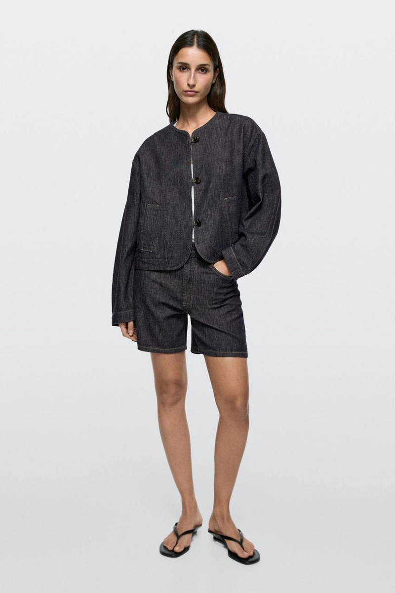Куртка из хлопкового денима в стиле massimo dutti