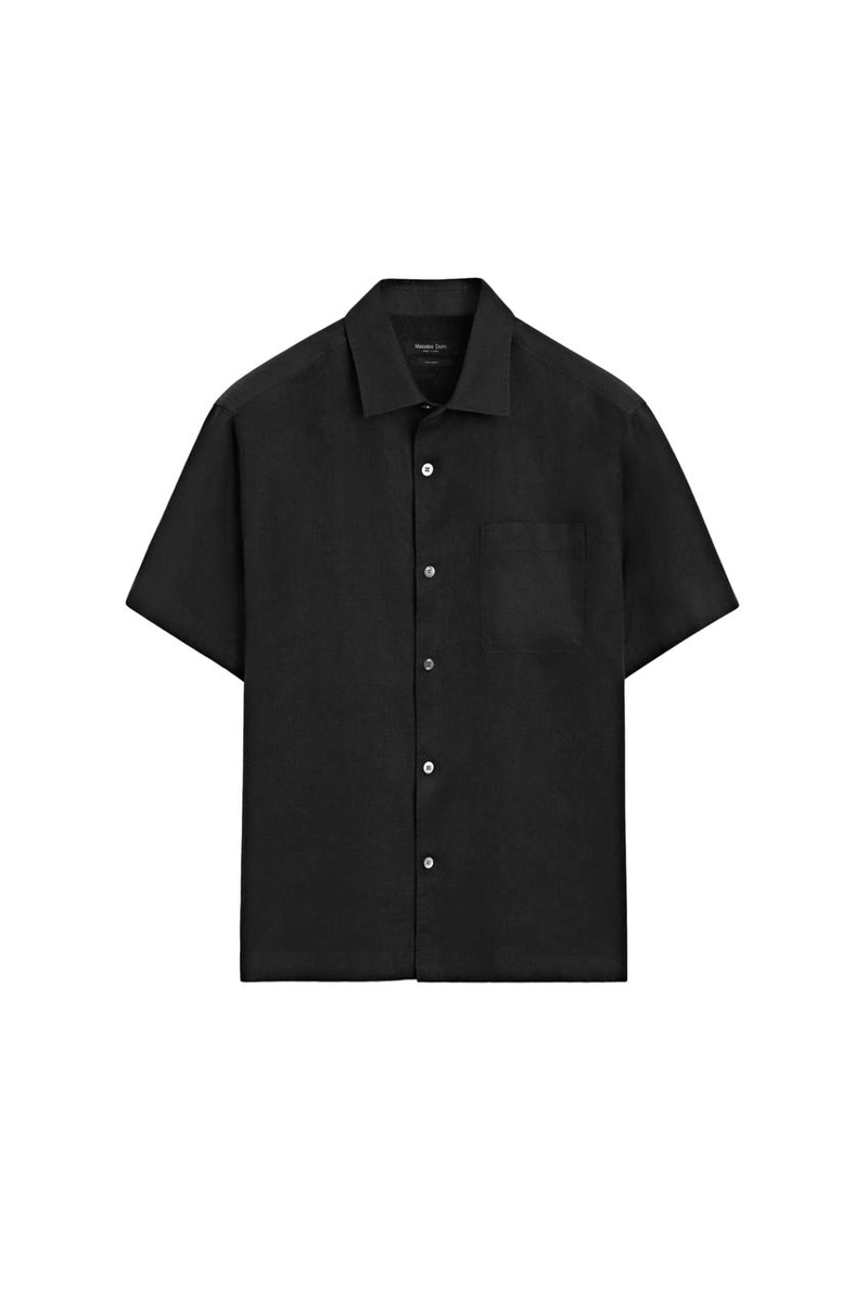 Рубашка с короткими рукавами из 100% льна классического кроя