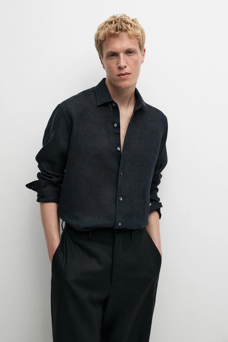 Рубашка regular fit из 100% льна