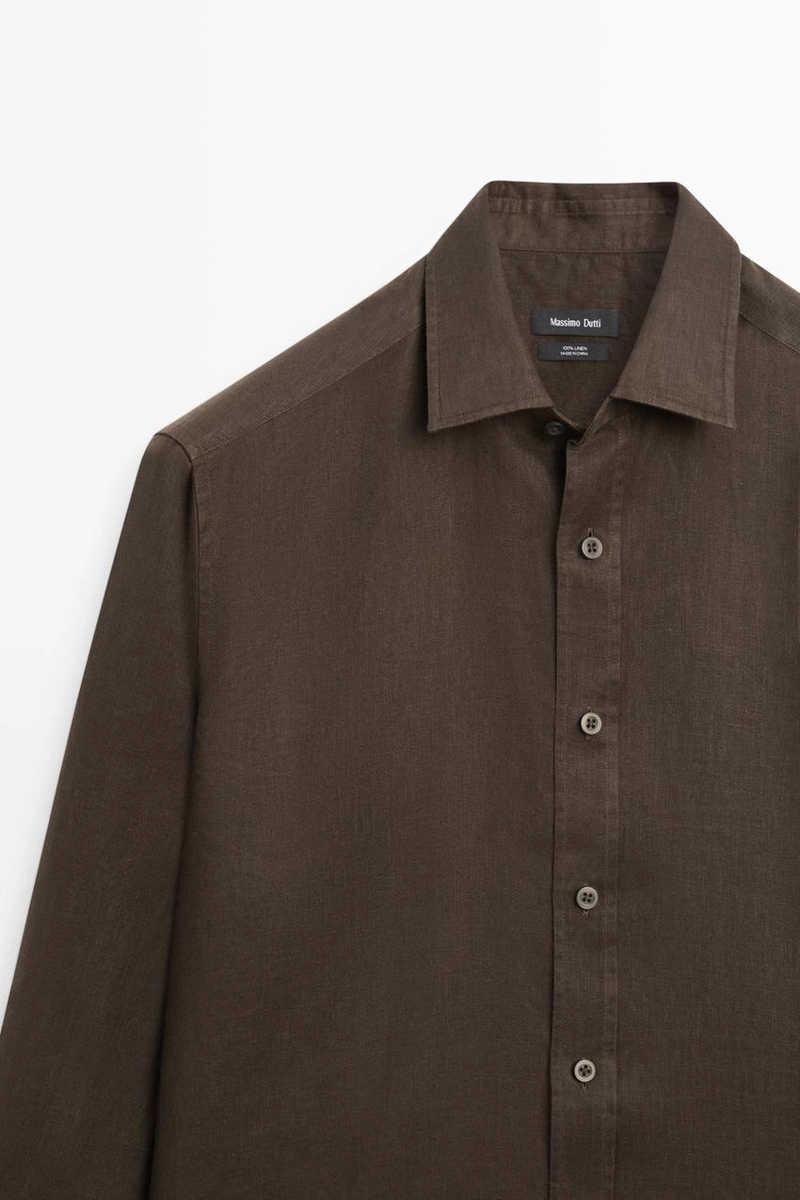 Рубашка massimo dutti узкого кроя из 100% льна
