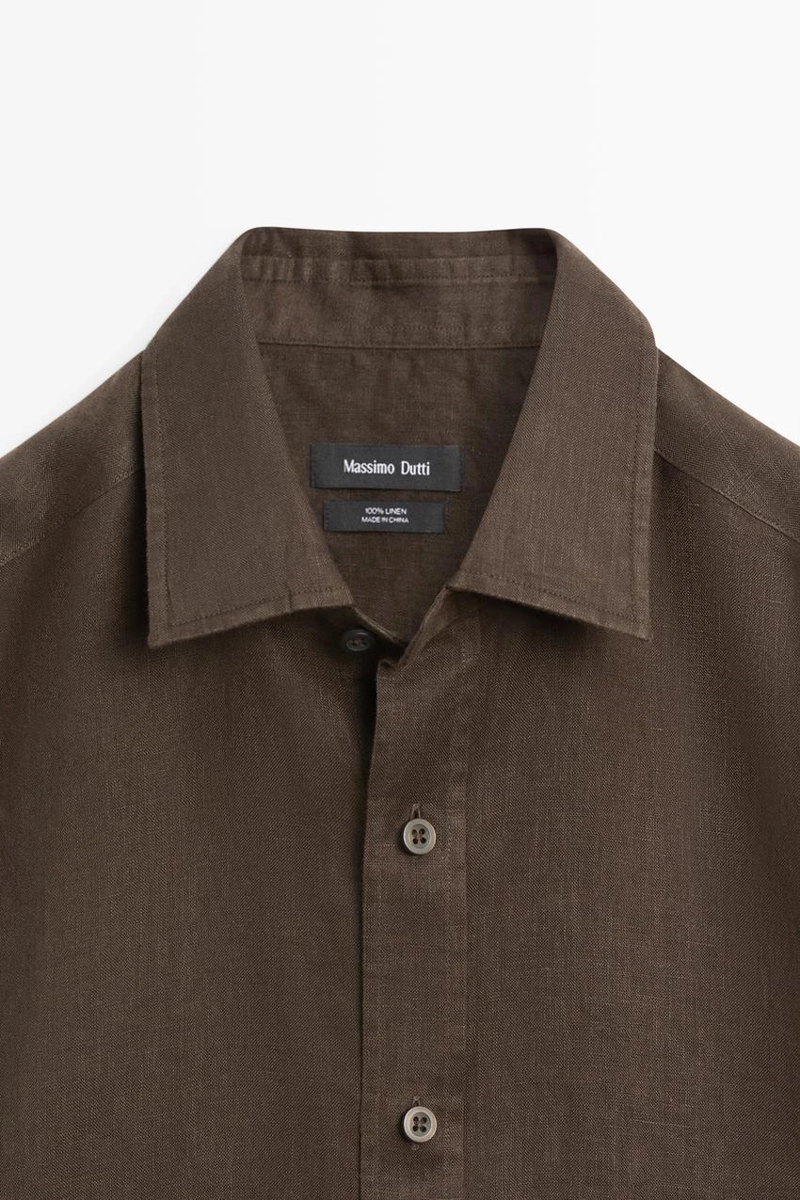 Рубашка massimo dutti узкого кроя из 100% льна
