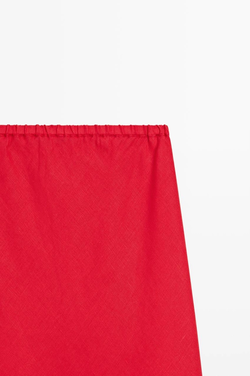 Миди-юбка из 100% льна с эластичной талией