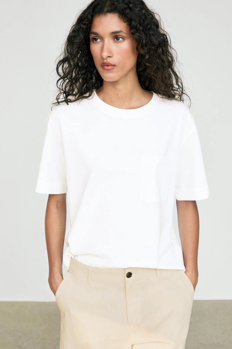 Футболка с коротким рукавом и накладным карманом massimo dutti