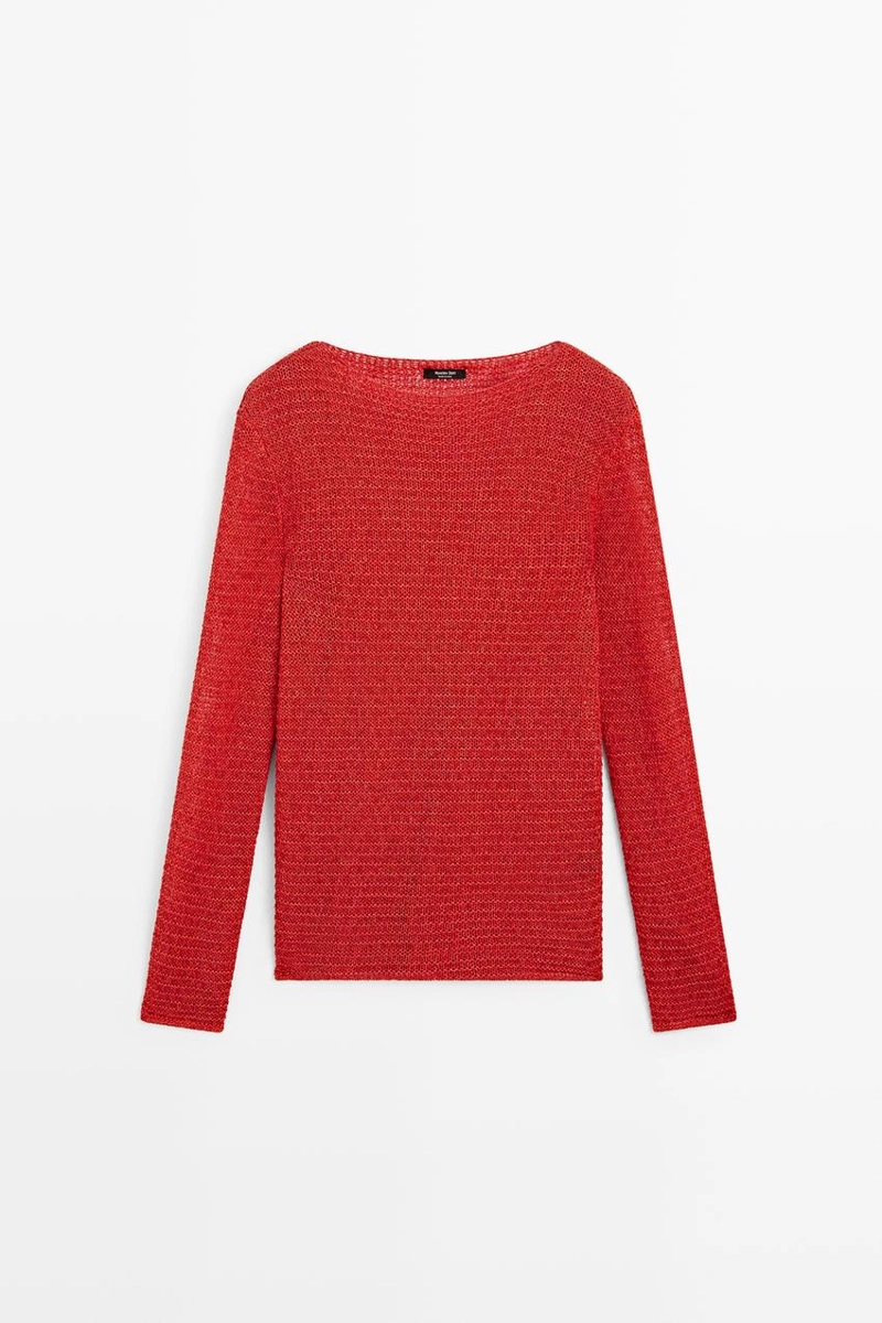 Вязаный свитер с лодочкой massimo dutti