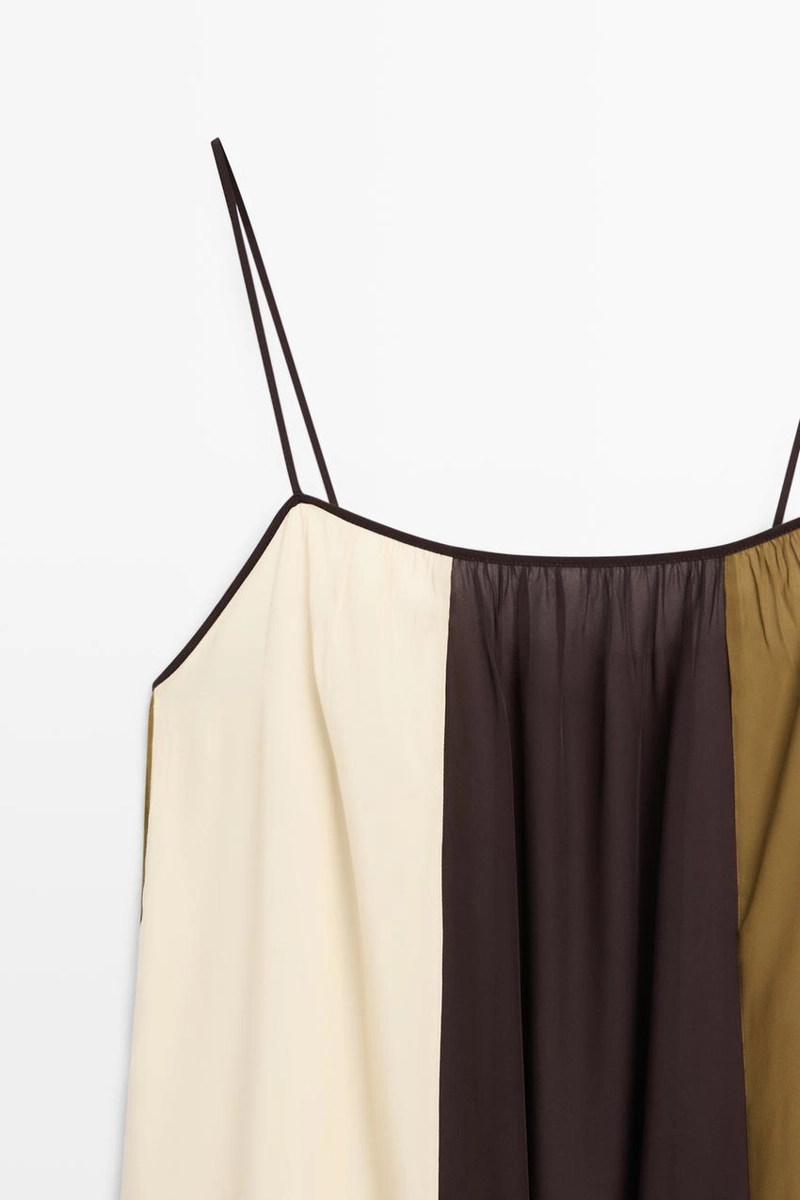 Платье миди с тонкими бретелями massimo dutti