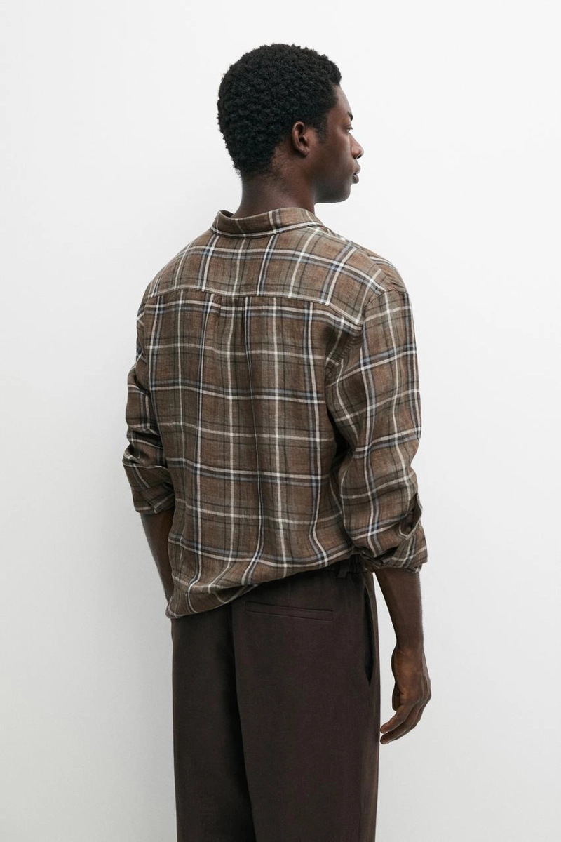 Рубашка в клетку из 100% льна regular fit