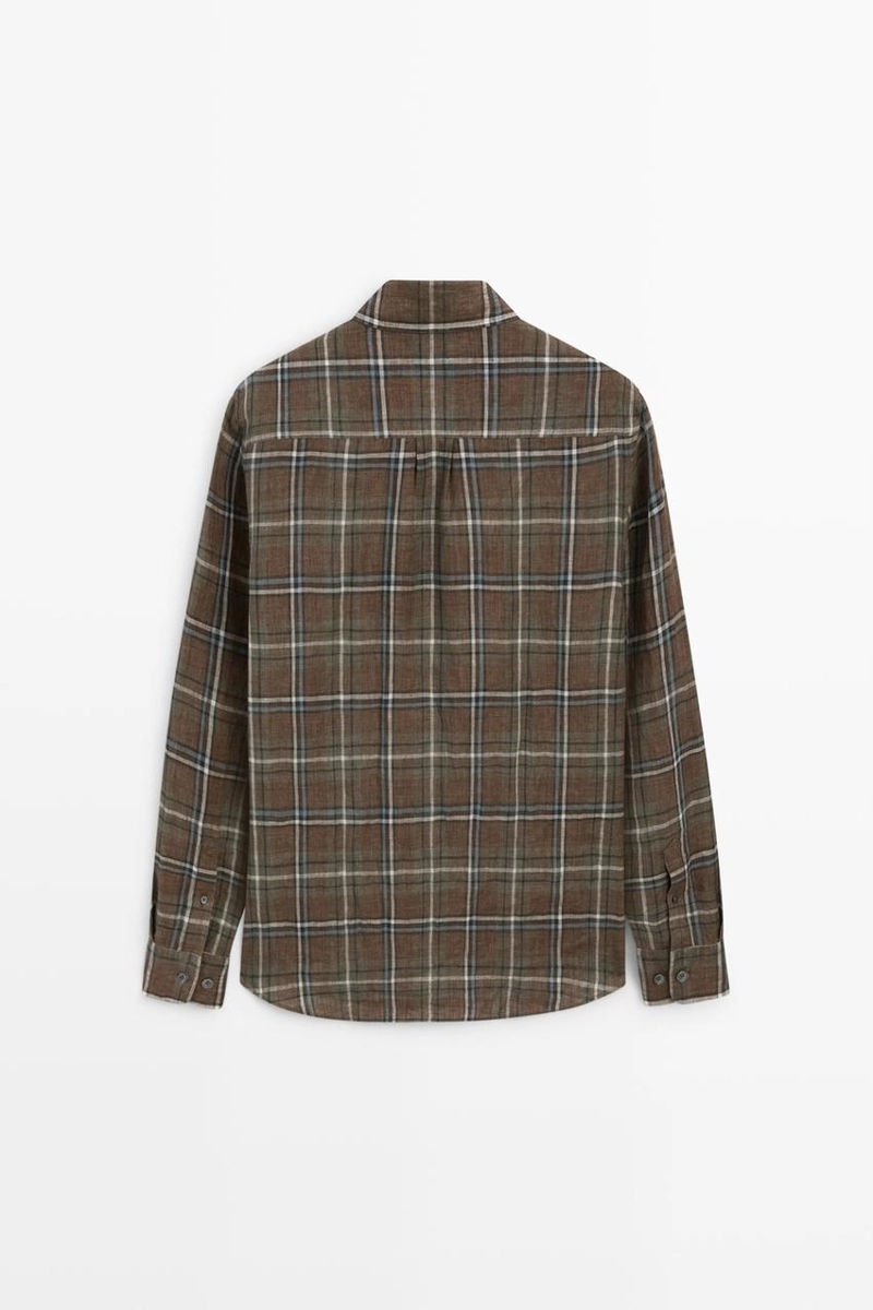 Рубашка в клетку из 100% льна regular fit