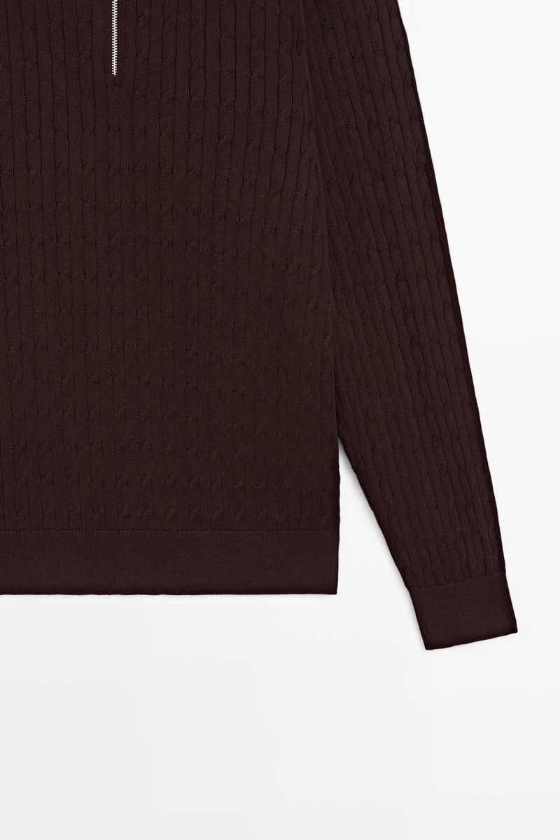 Вязаный свитер с воротником-стойкой и молнией massimo dutti