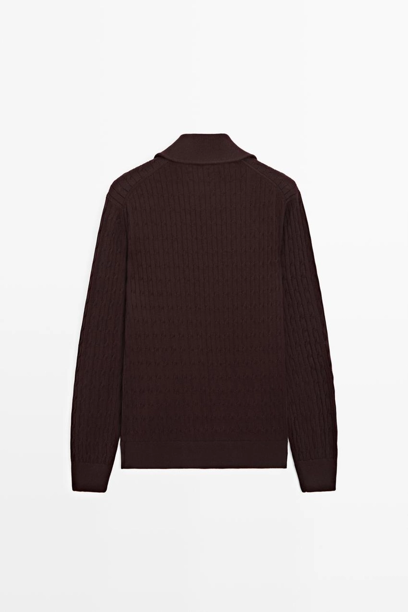 Вязаный свитер с воротником-стойкой и молнией massimo dutti
