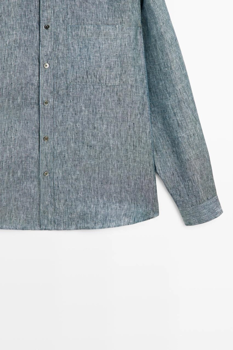 Рубашка regular fit из меланжевого льна 100%