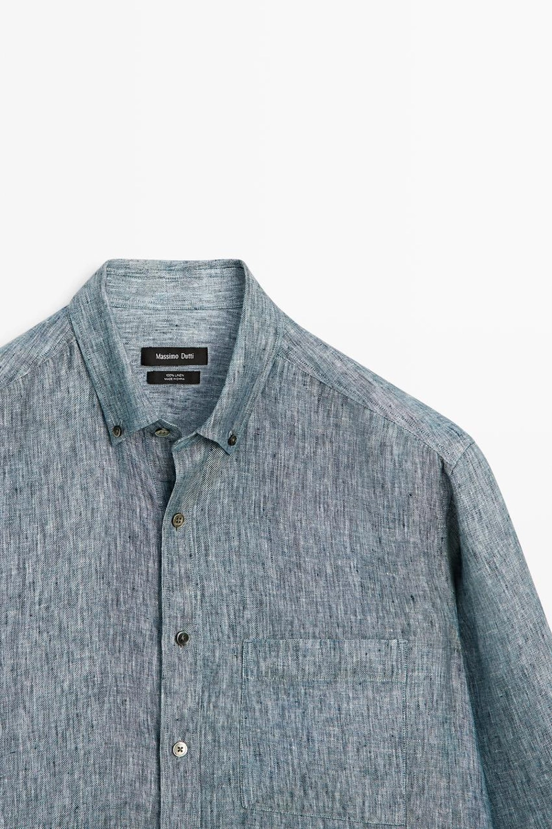 Рубашка regular fit из меланжевого льна 100%