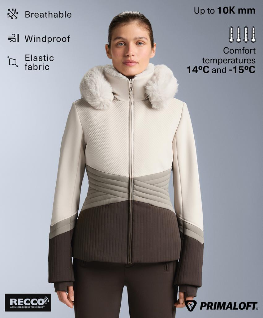 Утепленная куртка для горных лыж суперплотной посадки, защищенная от воды с блоками цветов primaloft®