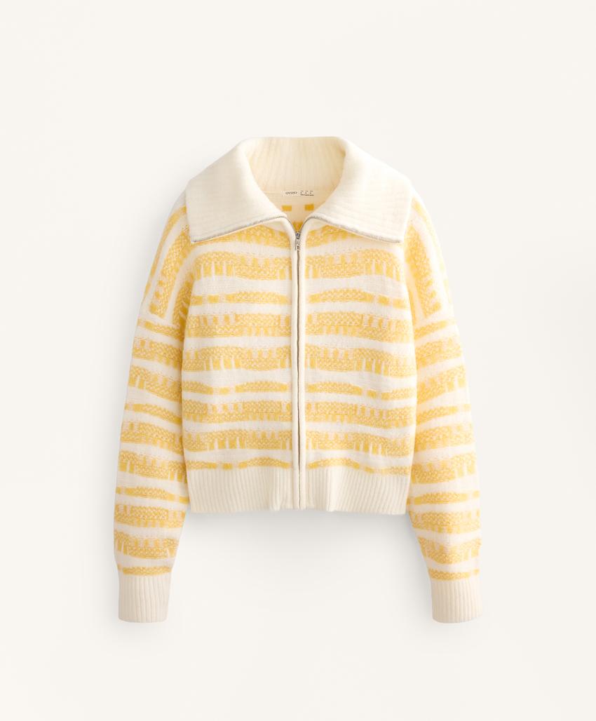 Casaco de malha jacquard às riscas