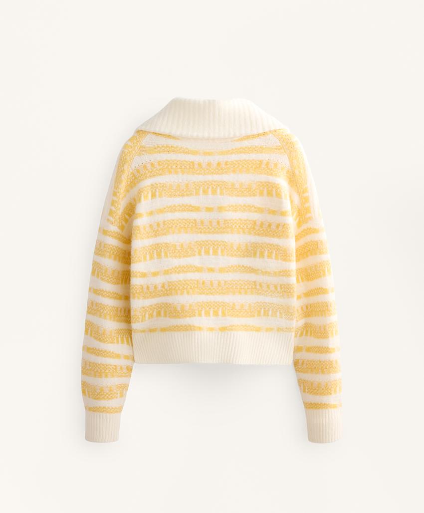 Casaco de malha jacquard às riscas