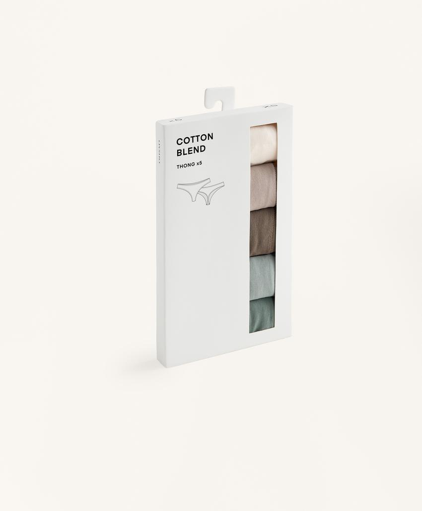 Набор из 5 трусов танга из смесового хлопка