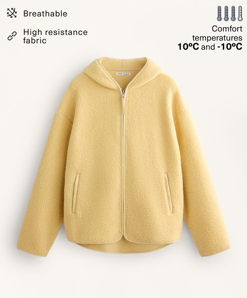 Куртка из искусственной овчины с капюшоном