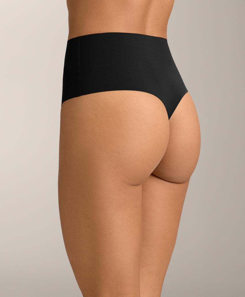 2 high-rise invisible polyamide blend medium-support thongs
