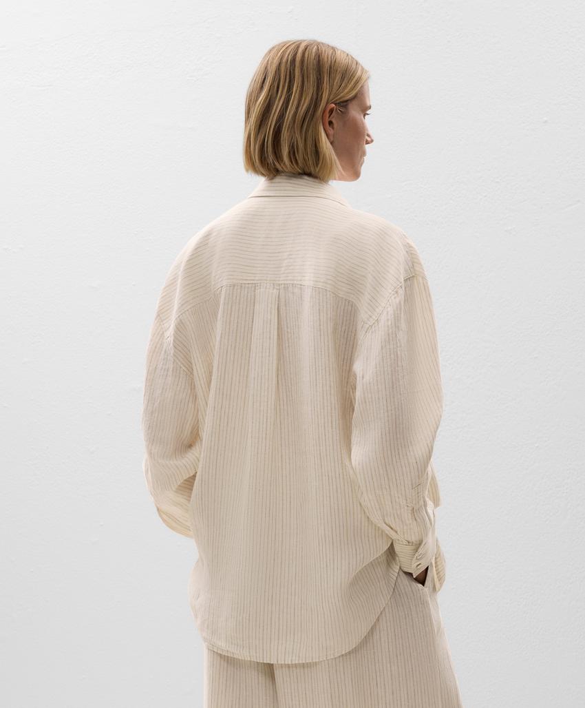 Рубашка в полоску из 100% льна свободного кроя