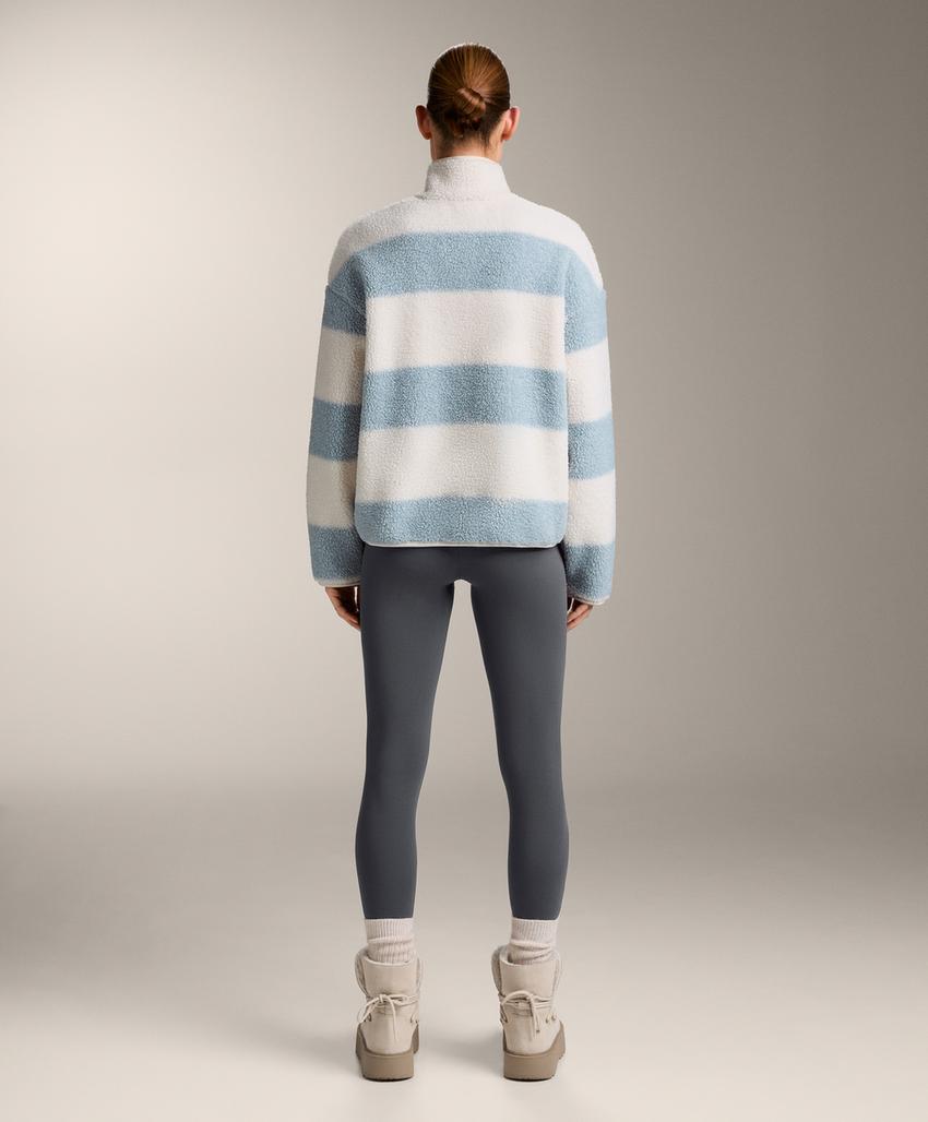 Куртка-бомбер из искусственной овчины в полоску