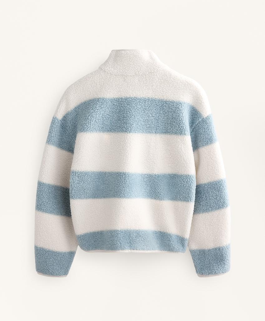 Куртка-бомбер из искусственной овчины в полоску