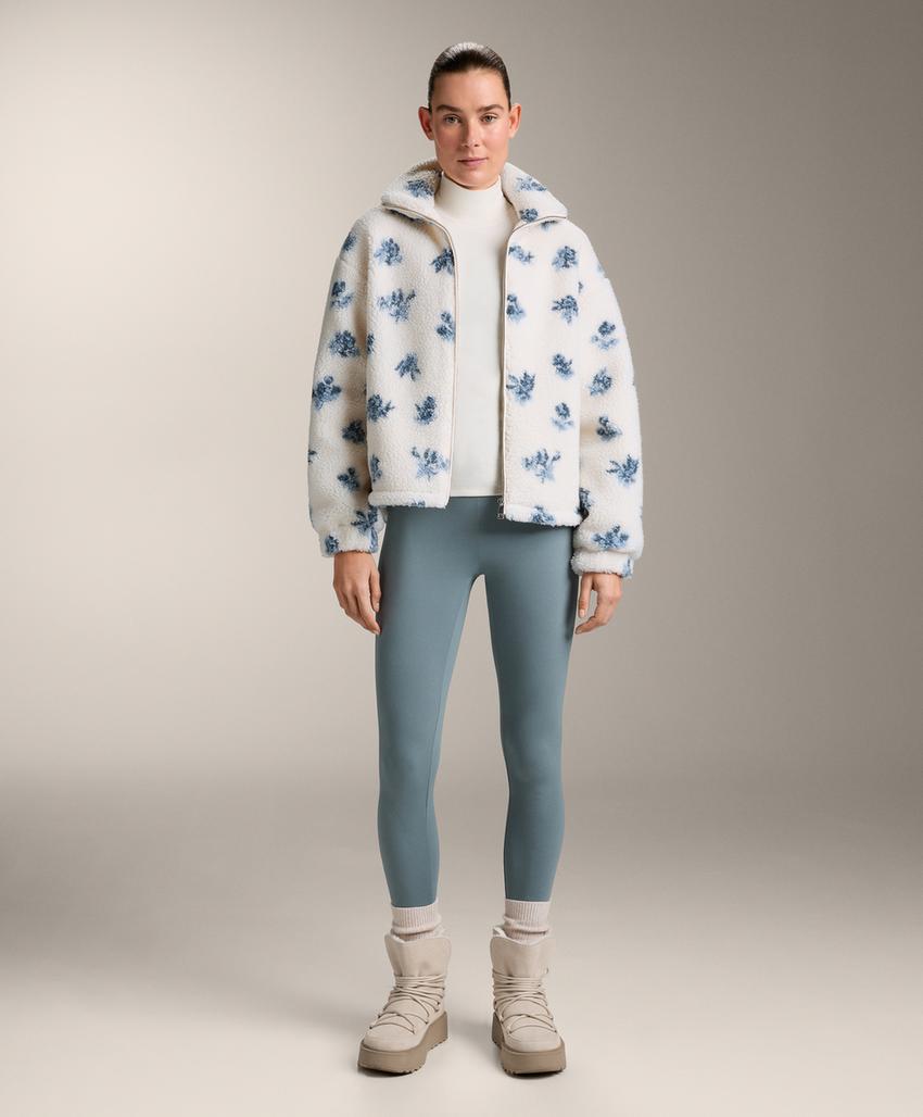 Куртка из искусственной овчины с цветочным принтом