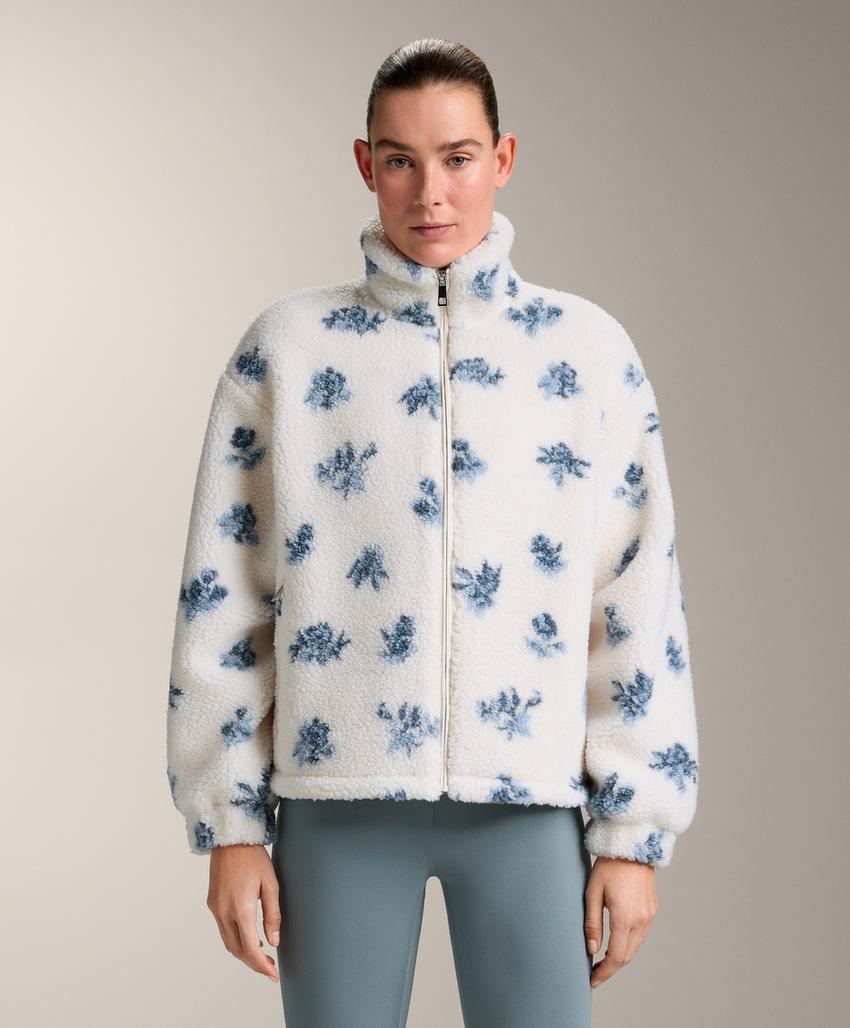 Куртка из искусственной овчины с цветочным принтом