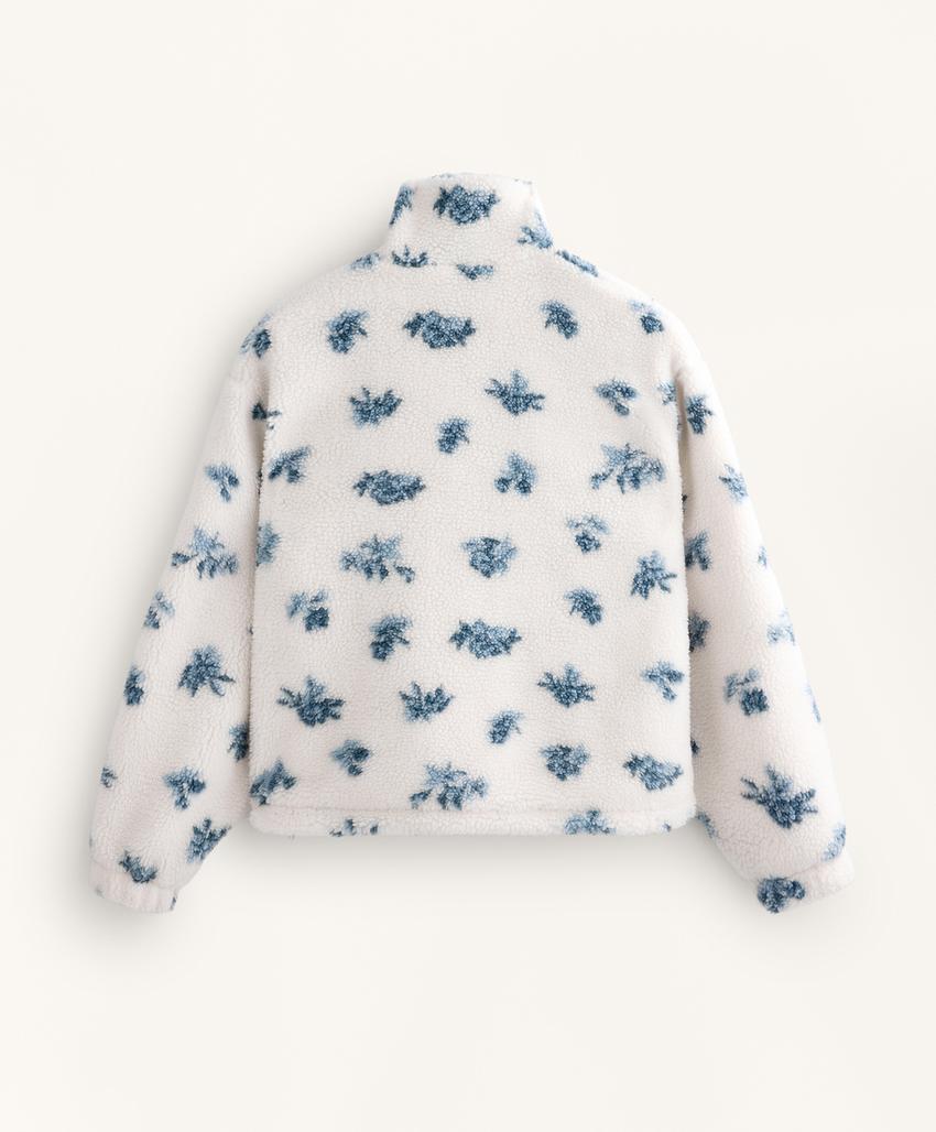 Куртка из искусственной овчины с цветочным принтом