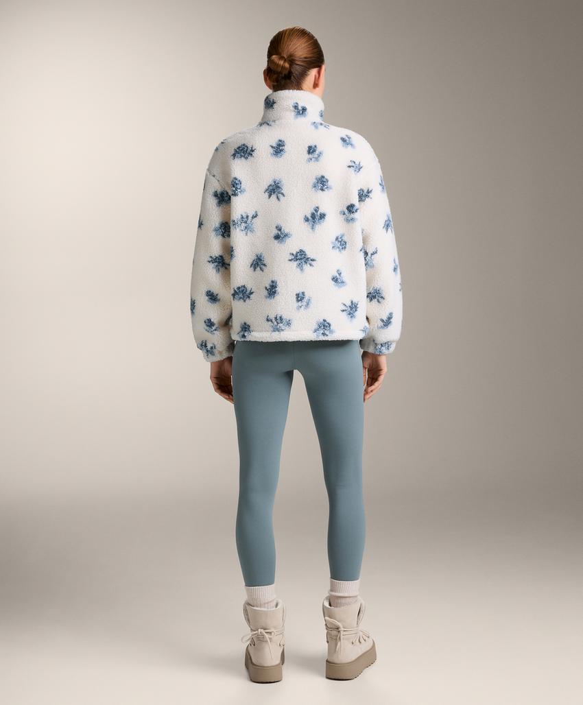 Куртка из искусственной овчины с цветочным принтом