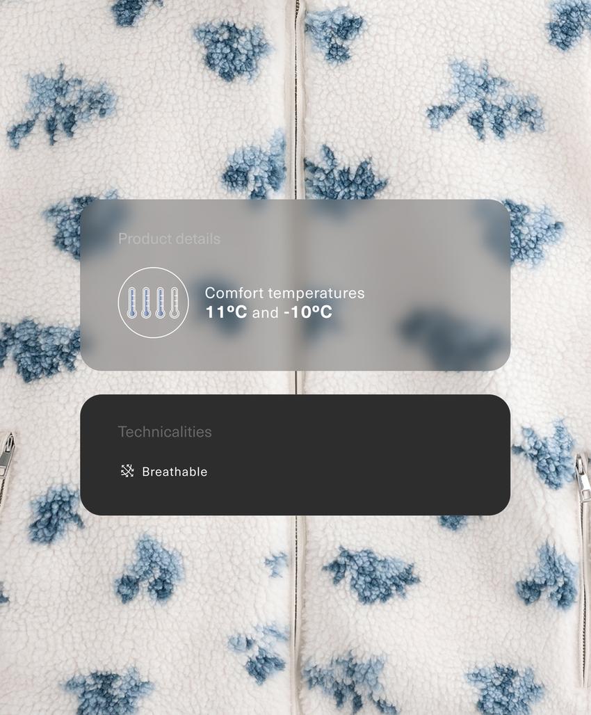 Куртка из искусственной овчины с цветочным принтом