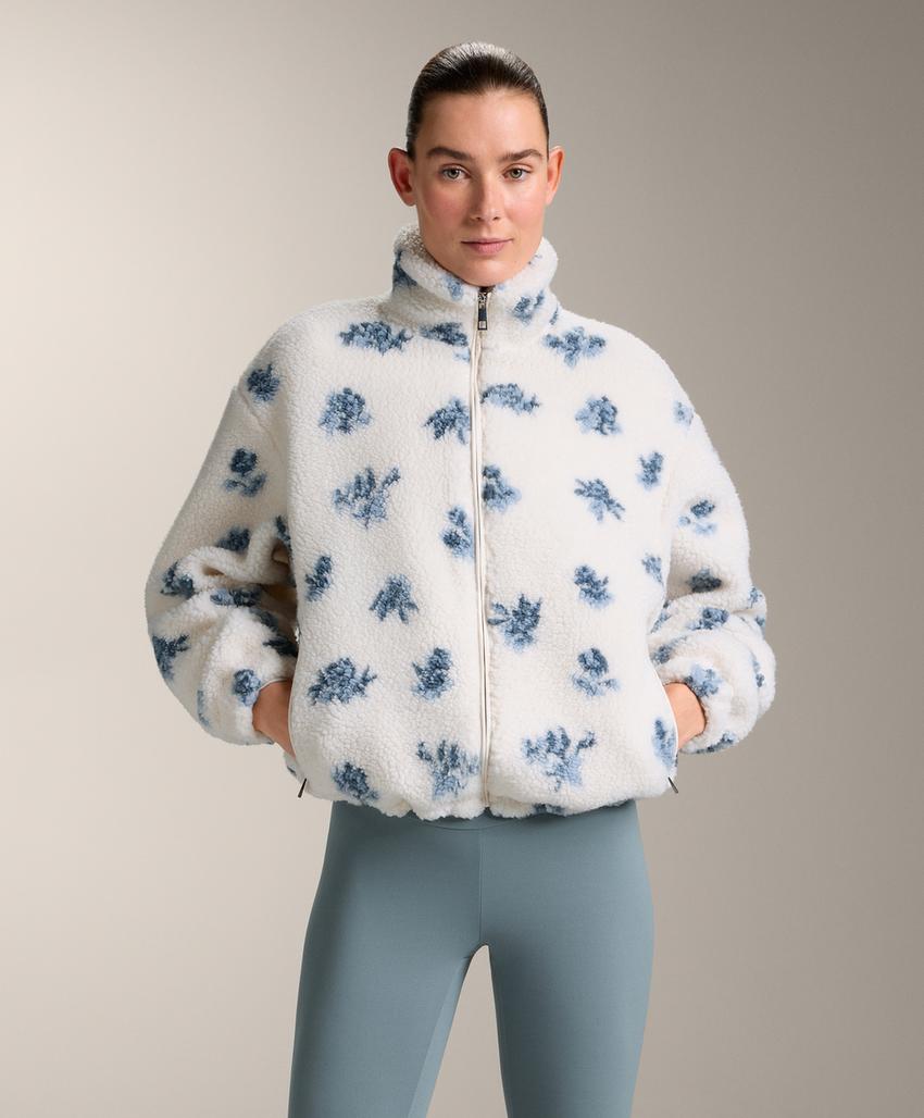 Куртка из искусственной овчины с цветочным принтом