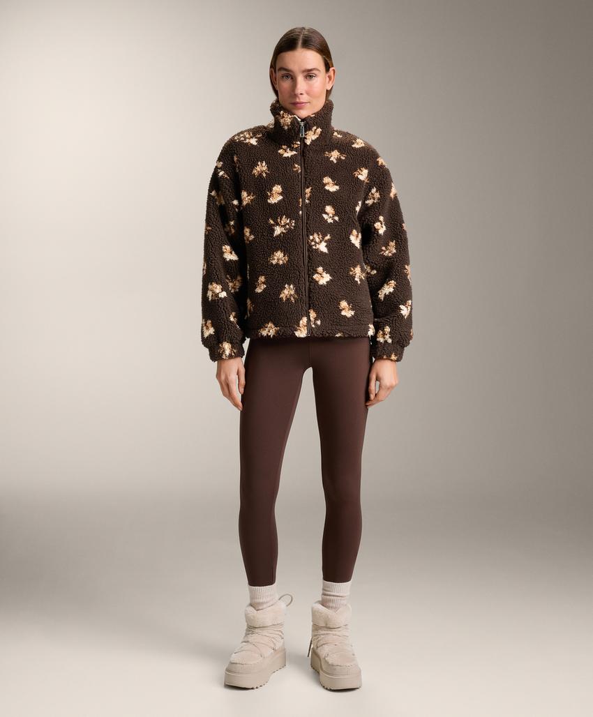 Куртка из искусственной овчины с цветочным принтом