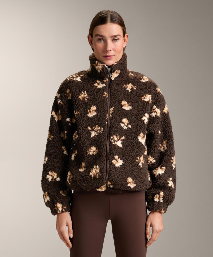 Куртка из искусственной овчины с цветочным принтом