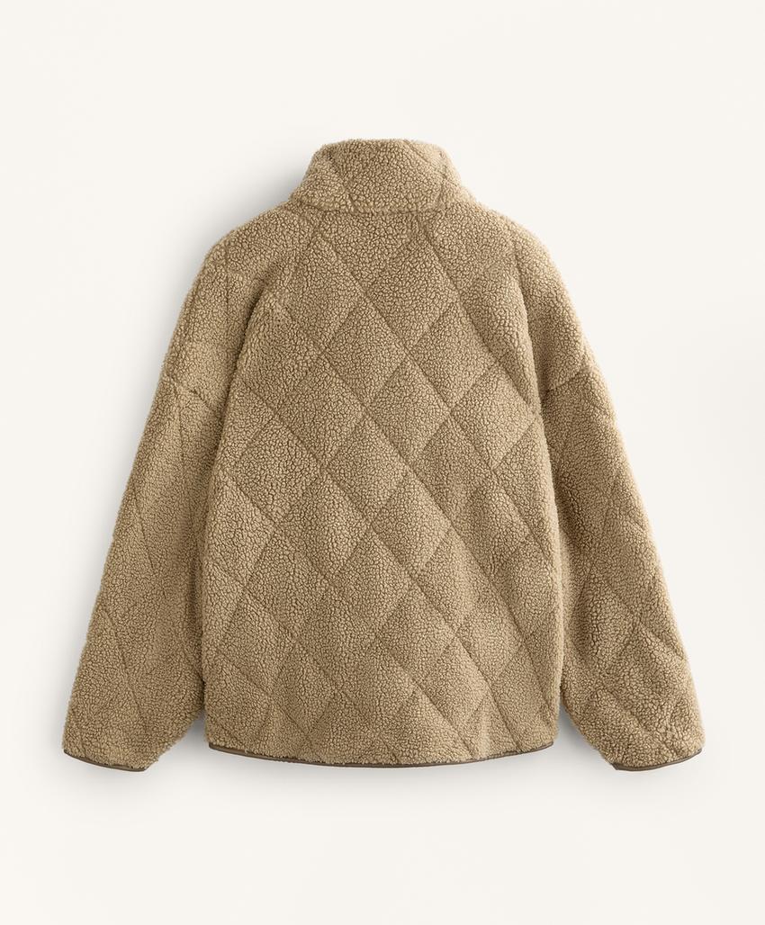 Стеганая куртка из искусственной овчины в ромбы