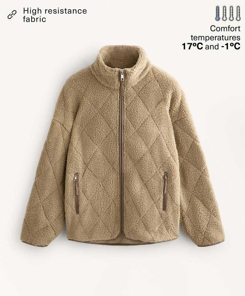 Стеганая куртка из искусственной овчины в ромбы