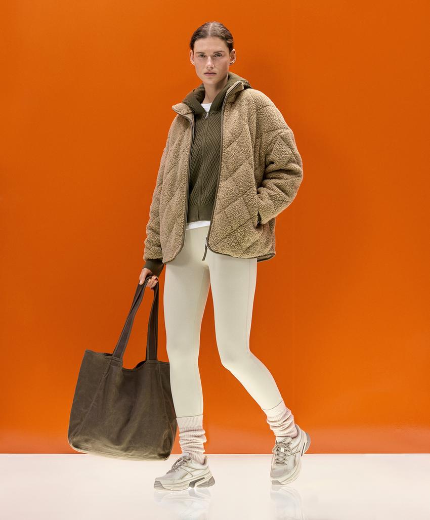 Стеганая куртка из искусственной овчины в ромбы