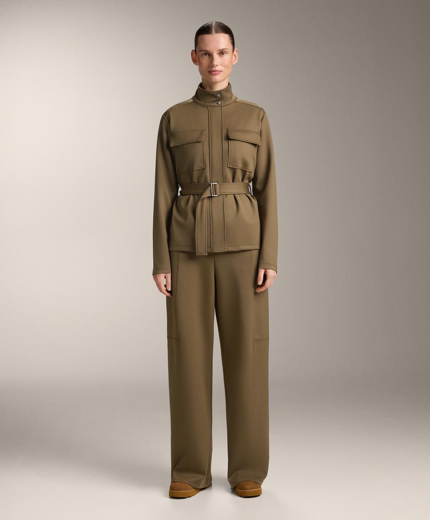 Прямые брюки high rise с эффектом неопрена