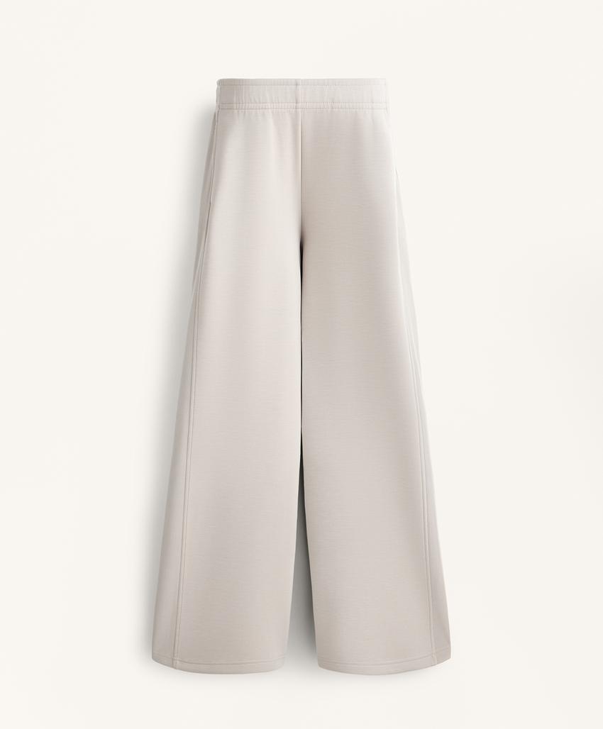 Широкие прямые брюки в рубчик с модалом и начесом