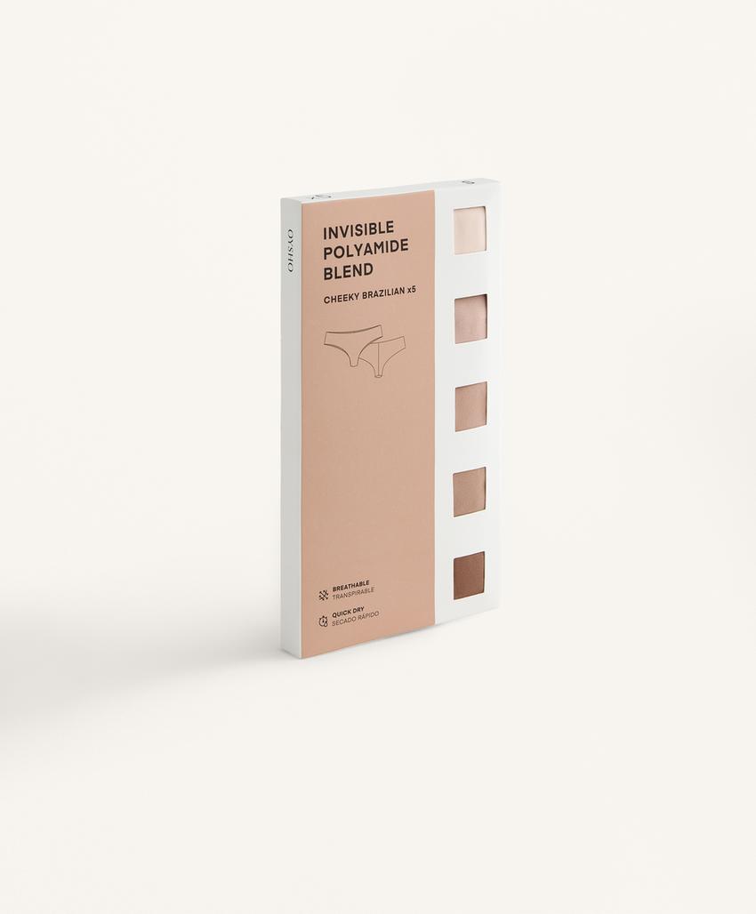 5 трусов бразильяна из полиамида, невидимые