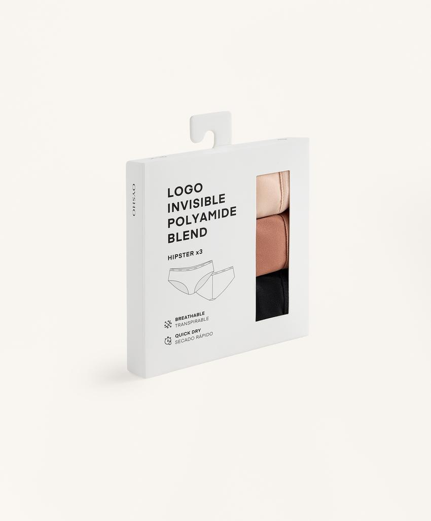 3 трусов-хипстеров из смесового полиамида с логотипом