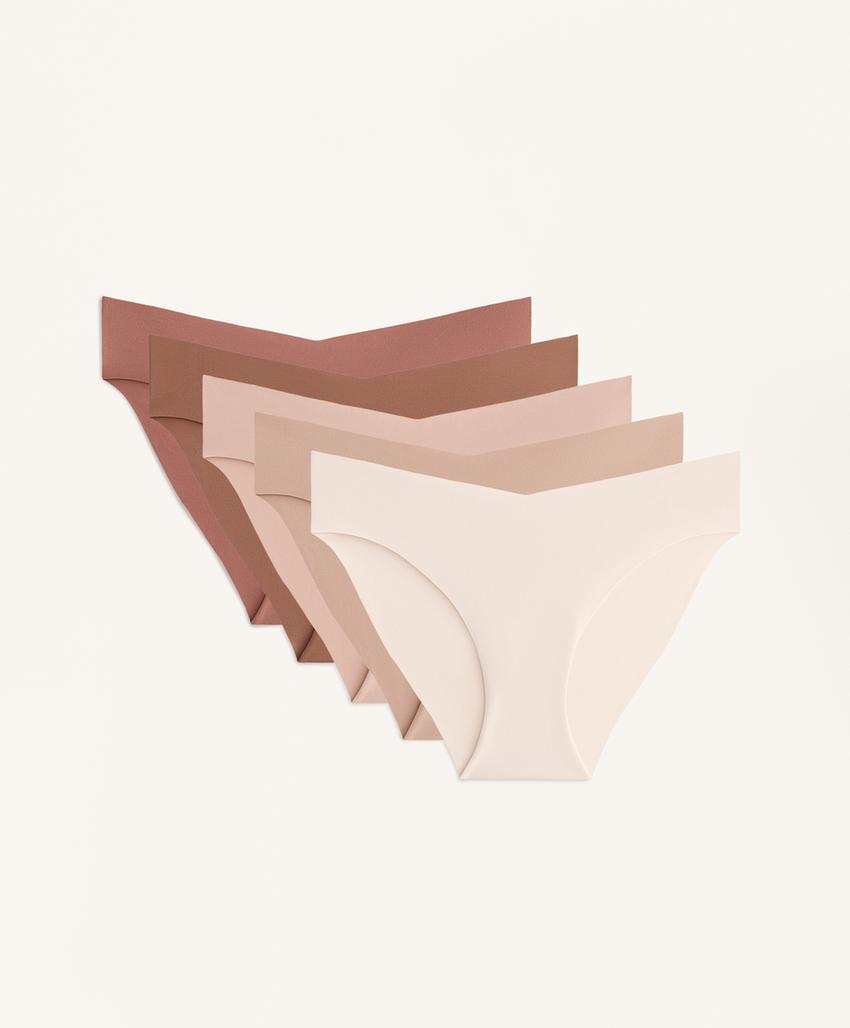 Pack de 5 cuecas clássicas invisíveis em mistura de poliamida com corte em V