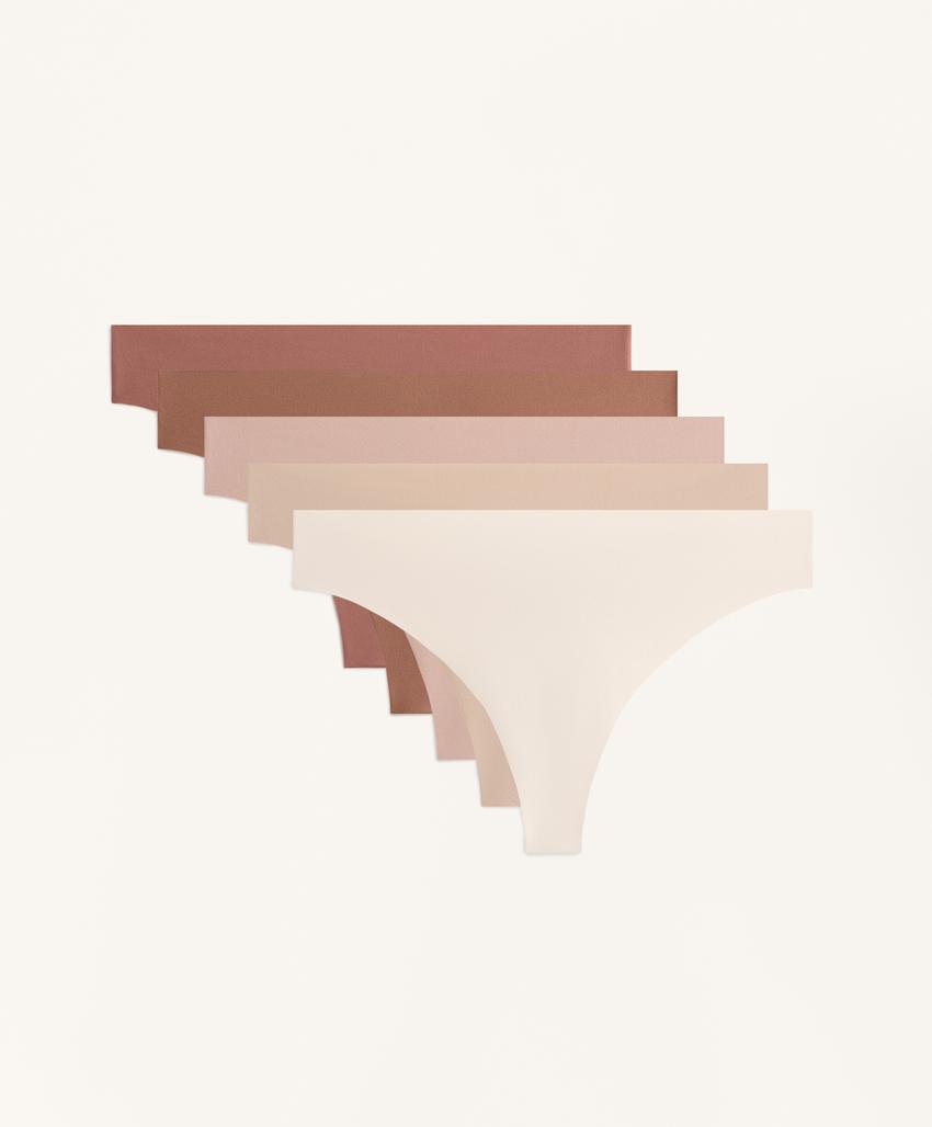 Pack de 5 cuecas tanga invisíveis em mistura de poliamida