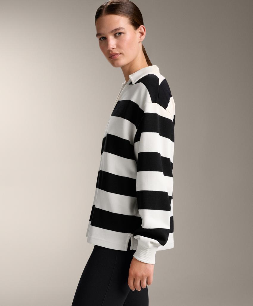 Поло в полоску из пике с хлопком