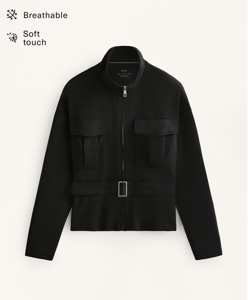 Куртка с ремнем из мягкой ткани с модалом