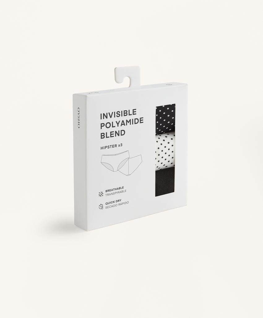 3 незаметных под одеждой трусов-хипстеров из смесового полиамида
