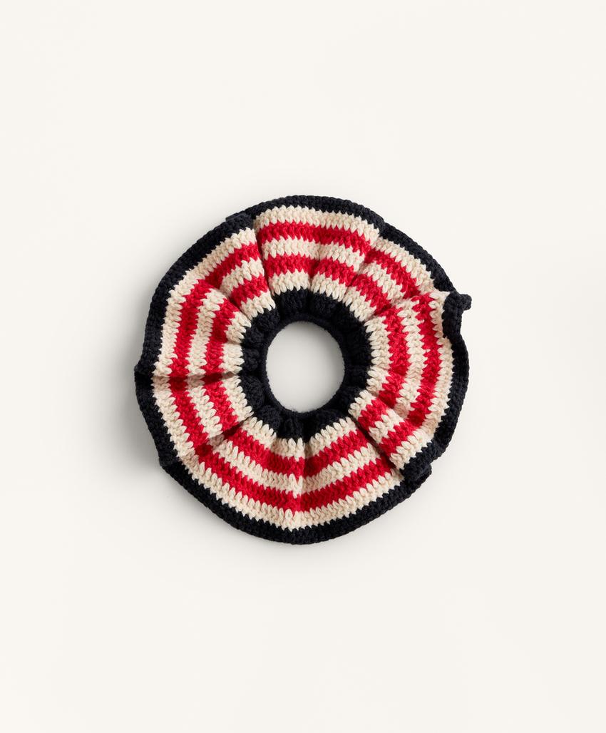 1 вязаная резинка для волос в полоску