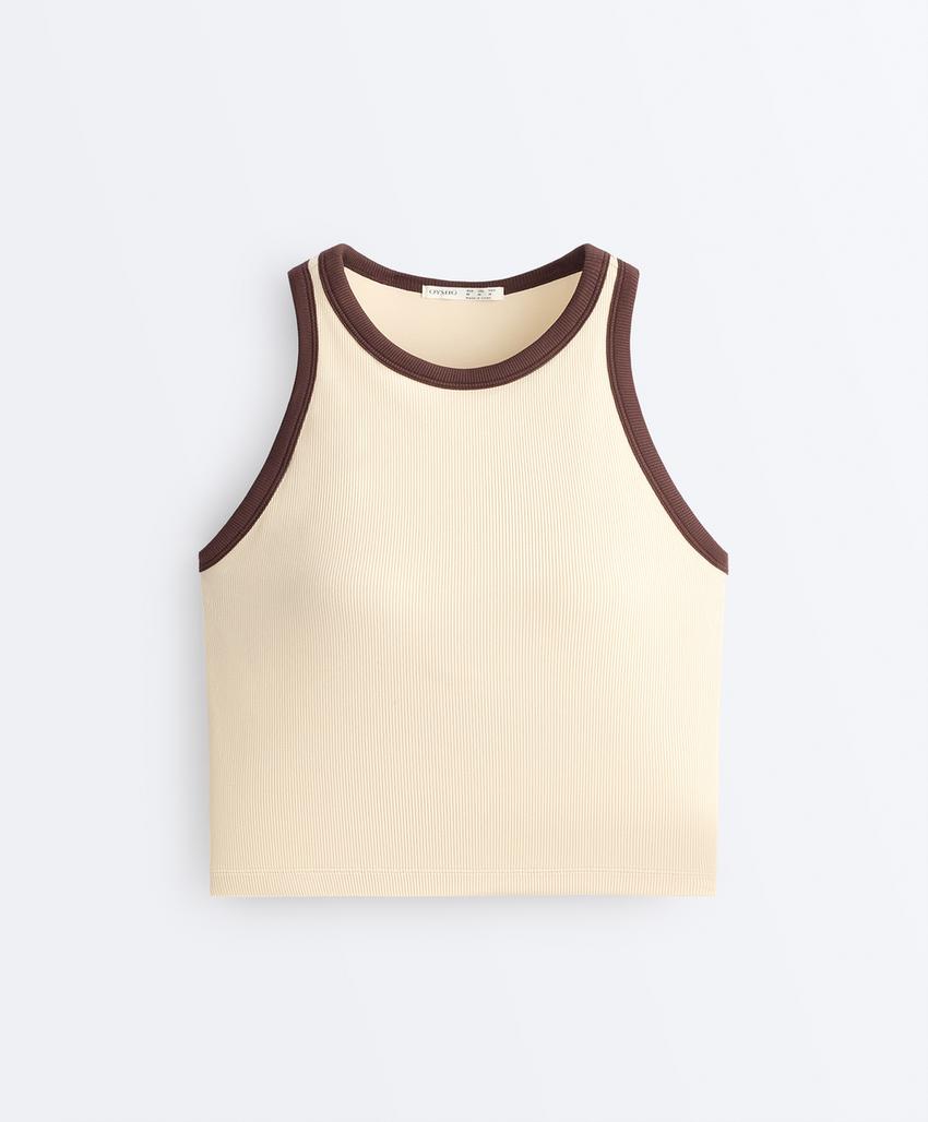 Удлиненный Tank top в рубчик из смесового модала