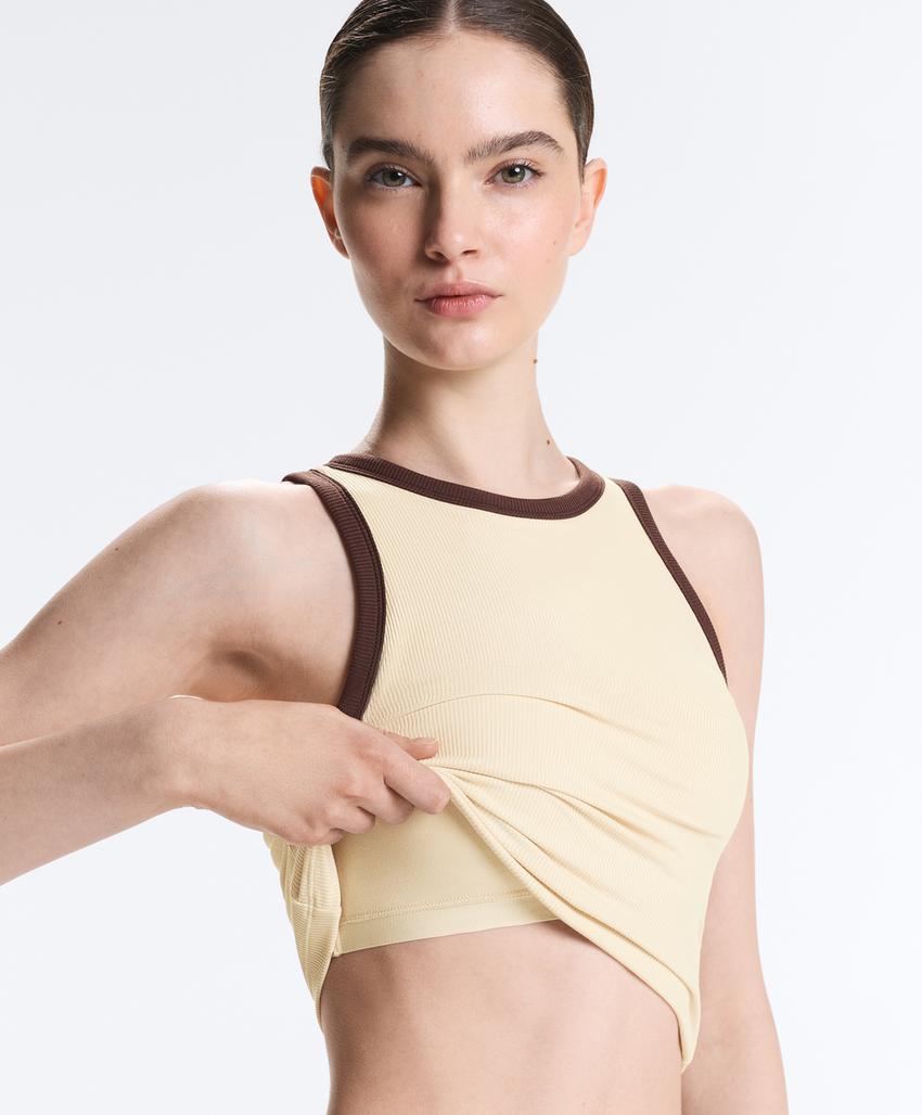 Удлиненный Tank top в рубчик из смесового модала