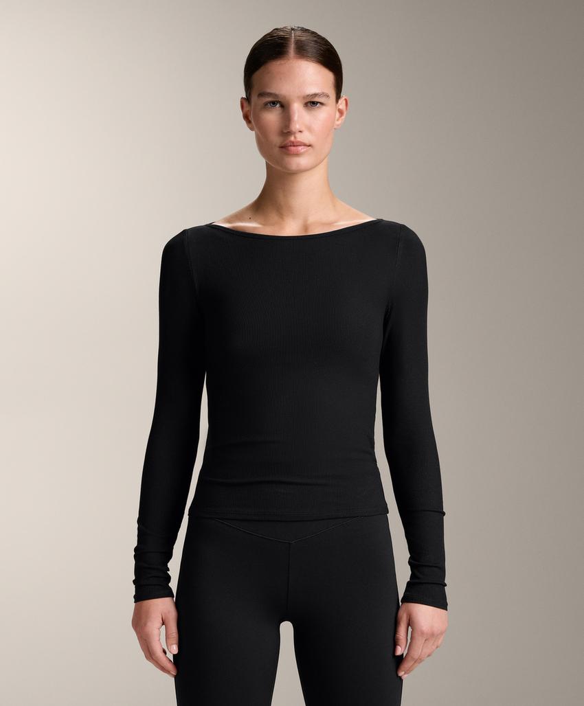 Футболка Rib с вырезом-лодочкой из смесового модала